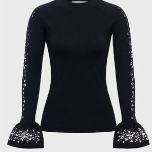 Anne Fontaine Black Lace Sleeve Blouse